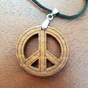 Jewelry - Vintage Natural Wood Peace Necklace Jewelry - Vintage Natural Wood Peace Necklace